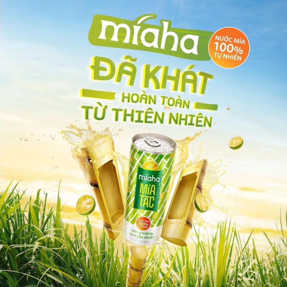 Nước mía lon Miaha, nước giải khát 100% tự nhiên bổ dưỡng lon 240ml - Happy Life 4U