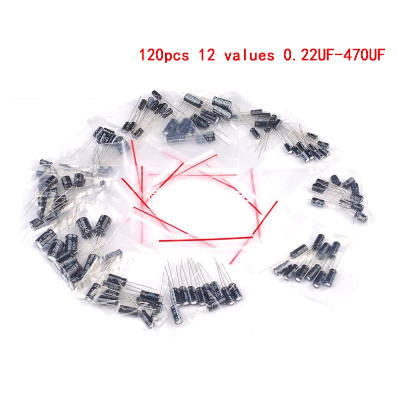 Set 120 Tụ Điện Nhôm 12 Giá Trị 0.22UF-470UF Chuyên Dụng