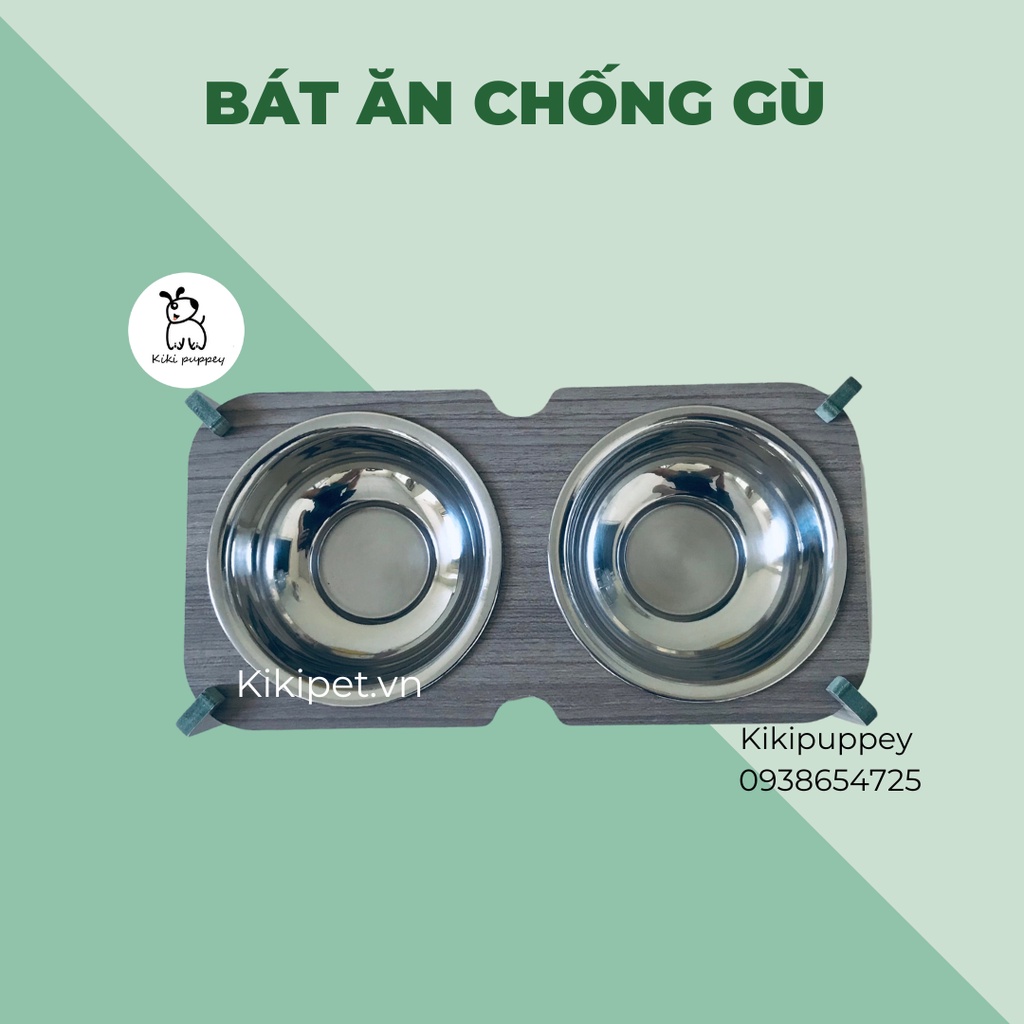 Bát ăn chống gù cho chó mèo, Bát ăn cho mèo bằng gỗ cao cấp, bát chống gù