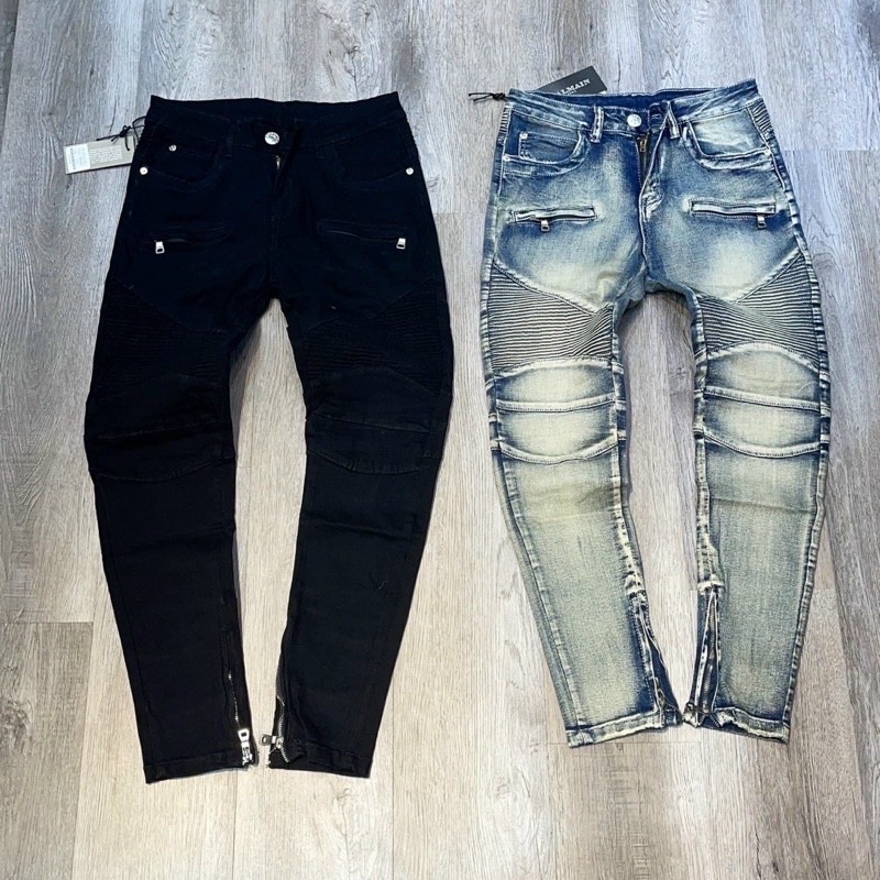 Quần bò amiri nam đen, xanh rách và gối khoá ống thời trang hàng SPF.