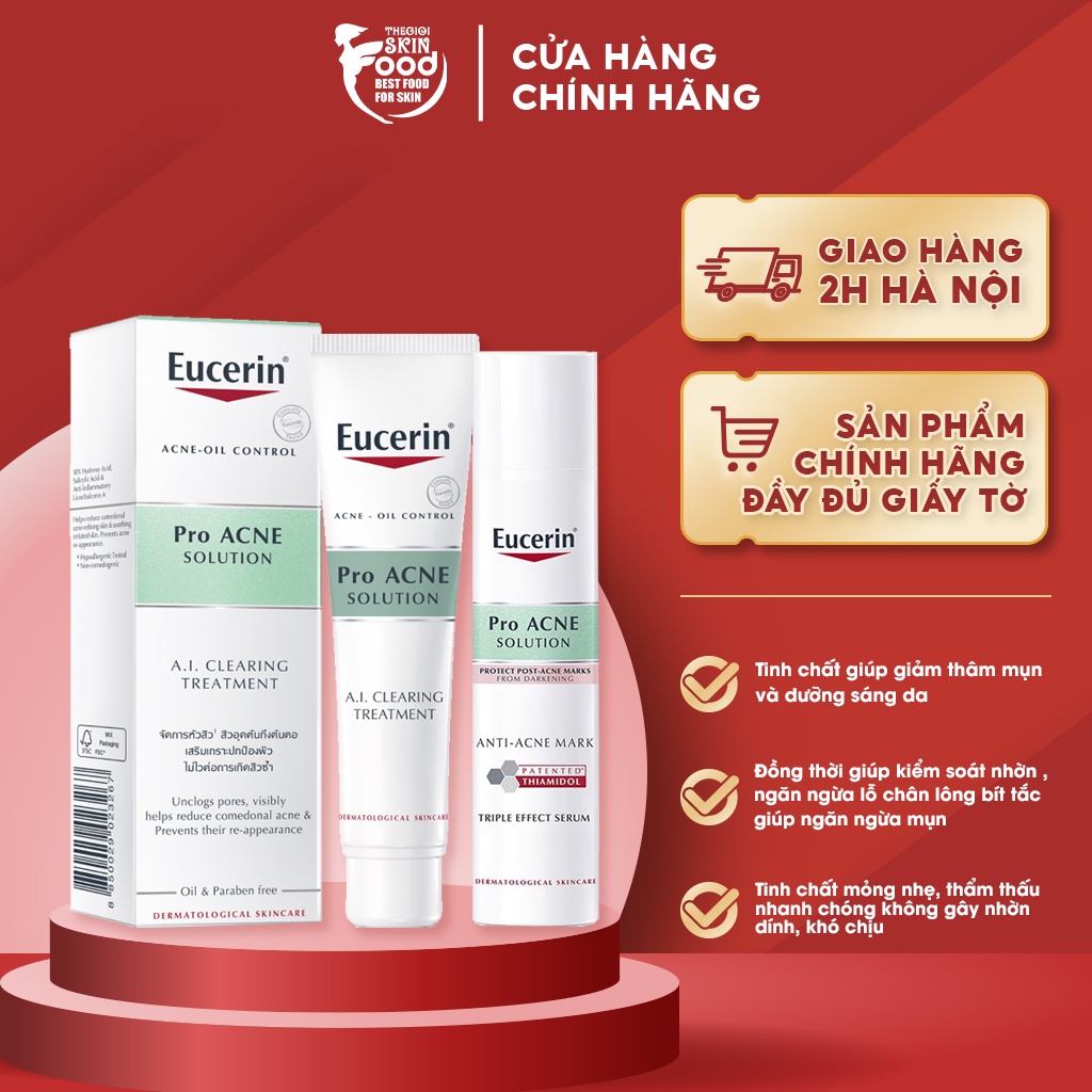 Tinh Chất Giảm Mụn, Mờ vết Thâm Eucerin Acne-Oil Control Pro Acne Solution A.I Clearing Treatment 40ml