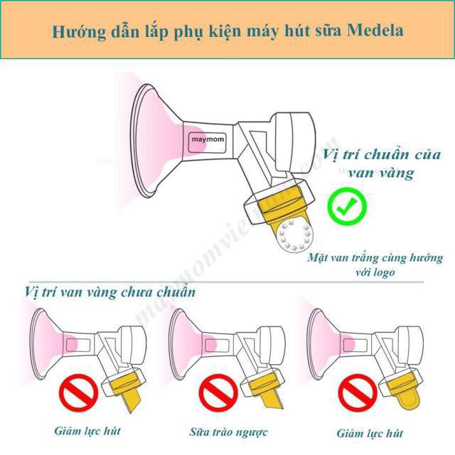 COMBO 6 Van trắng Maymom - Tương thích với Máy hút sữa Medela Pump in Style, Symphony, Swing đơn, Harmony, Mini Electric