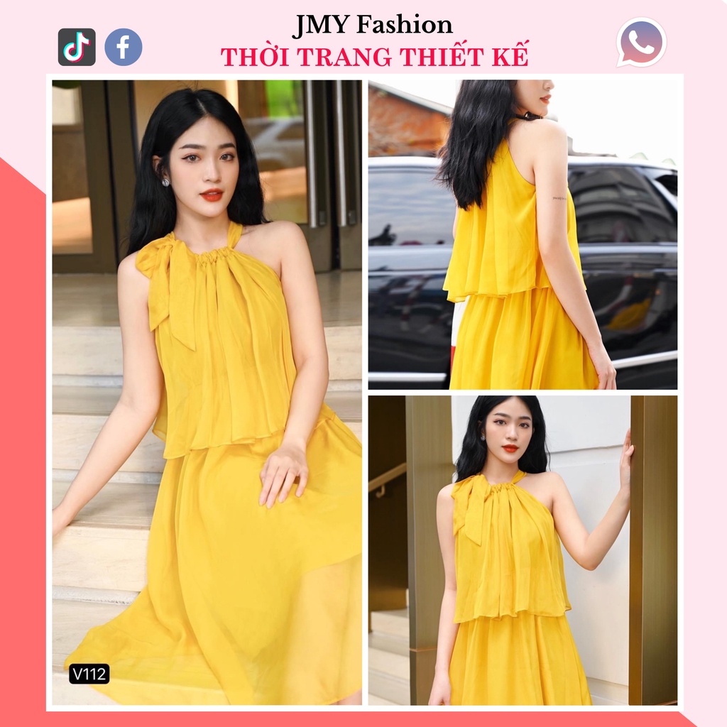 Váy maxi thắt nơ yếm vàng đi biển siêu xinh - (MC) Modish and Chic