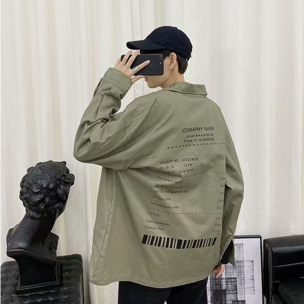 Áo Sơ Mi Dài Tay Thêu COMAPNY NAME Unisex Cho Cả Nam Và Nữ Vải Kaki Cotton