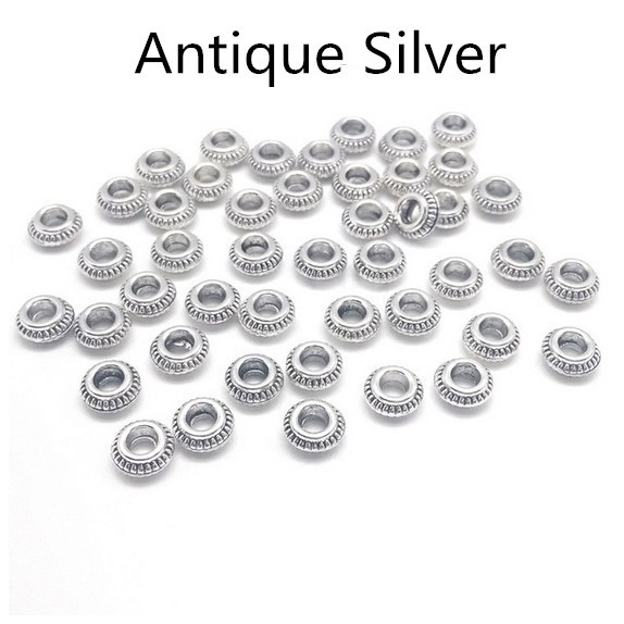 Bộ 30 hạt kim loại dẹt 3mm*7mm tự làm trang sức thủ công đa dụng