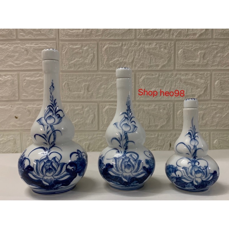 Nậm Rượu Bát Tràng Hoa Sen Men Đẹp
