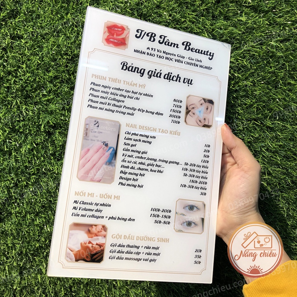 Menu / Bảng giá dịch vụ cho Spa Beauty - Thiết kế thông tin theo yêu cầu Giấy in cao cấp