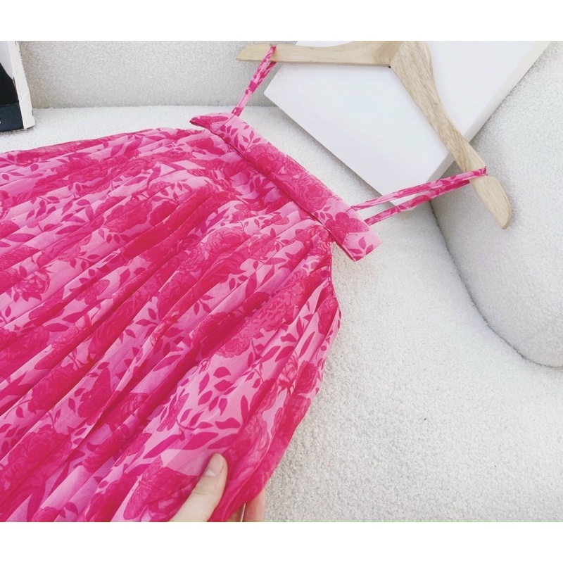 Đầm maxi suông dập ly loang màu hai màu xinh
