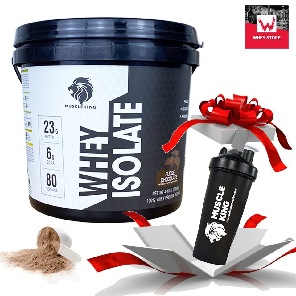 Tặng Shaker + WHEY ISOLATE 2kg - Sữa Tăng Cơ Hấp Thu Nhanh MuscleKing ( Chính Hãng - Có Tem Check )