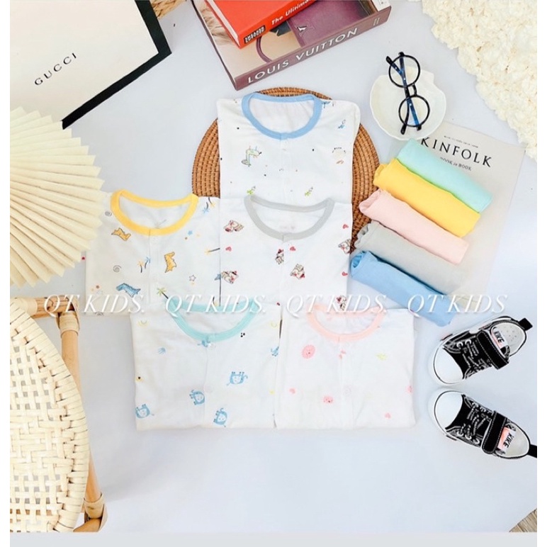 Bộ dài tay khuy giữa Minky chất vải peptit siêu mềm mịn cho bé trai/bé gái- Bộ dài tay Minky peptit