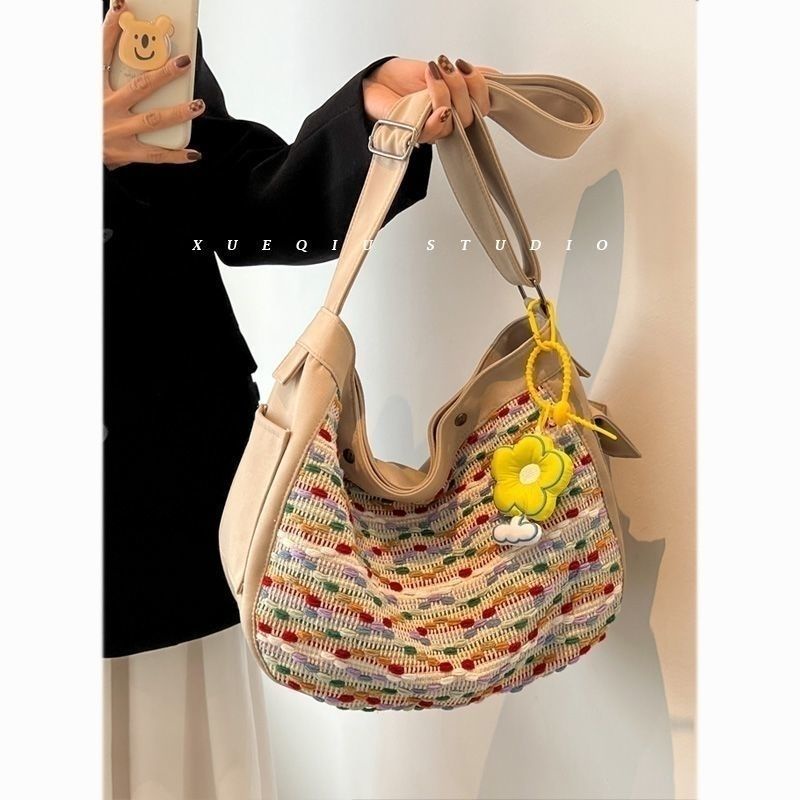Màu Sắc Túi canvas Đeo Chéo Cỡ Lớn Phong Cách Nhật Bản