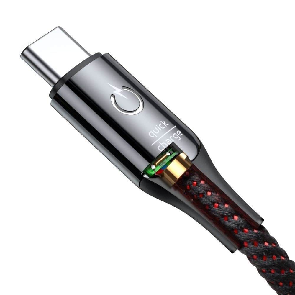 Cáp sạc Type-C tự ngắt điện khi sạc đầy Pin Cho Android Baseus C-shaped Light Intelligent 3A dài 1m - Hàng chính hãng