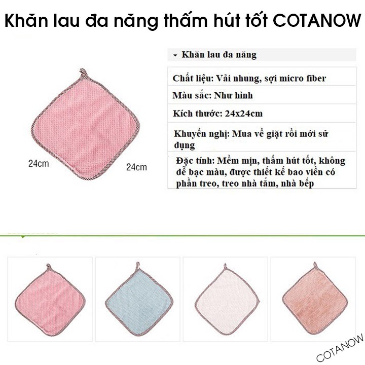 Khăn Lau Bếp Đa Năng Thấm Hút Nước Tốt 24x24cm Có Móc Treo COTANOW