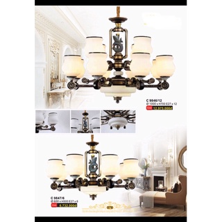 Đèn trùm tân cổ điển + Bóng LED theo đèn