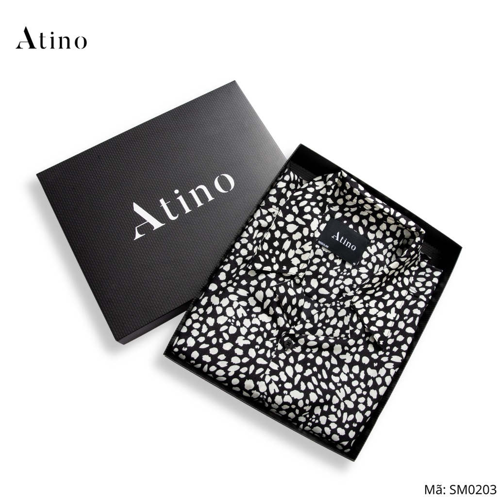 Áo sơ mi cộc tay nam HOA ATINO vải lụa form regular SM0203 | BigBuy360 - bigbuy360.vn