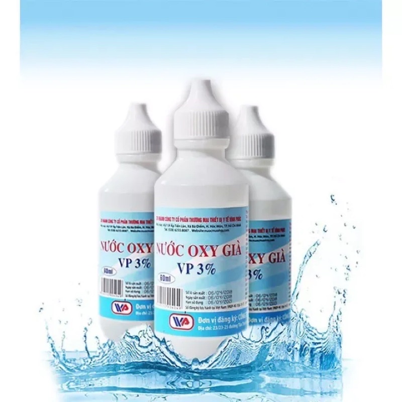 NƯỚC OXY GIÀ VP 3% Chai 60ml Diệt vi khuẩn và nấm Sát khuẩn vêt thương Bảo vệ sức khỏe Thương hiệu Vĩnh Phúc SX tại VN