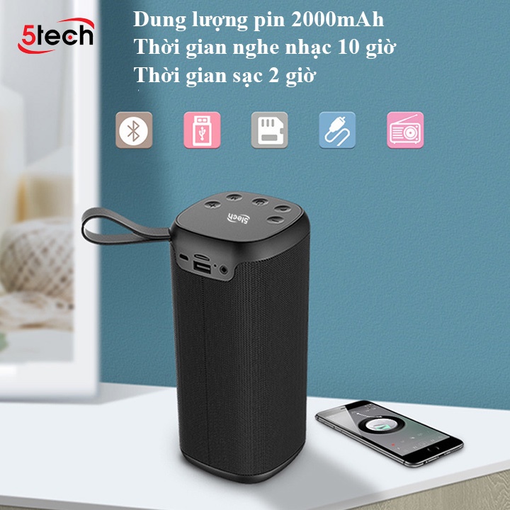 Loa bluetooth 5TECH BS2, loa mini không dây di động ngoài trời âm thanh nổi 3D cho chất lượng âm thanh sống động