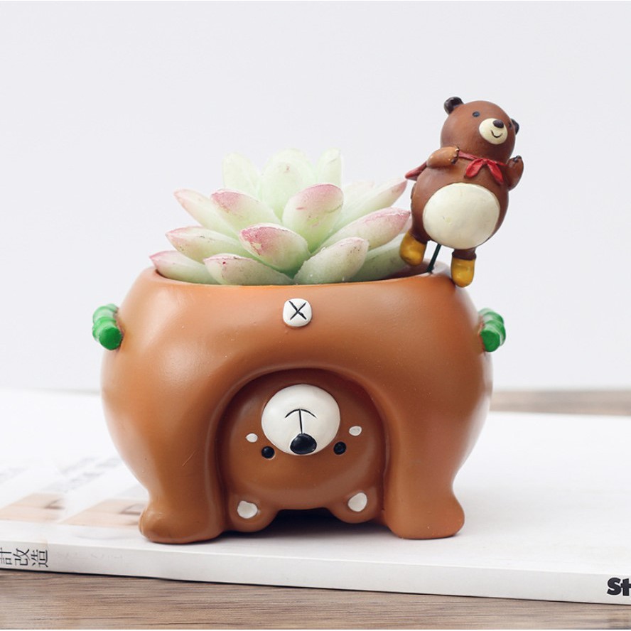 Chậu Cây Mini Hình Động Vật Thú Cưng Hoạt Hình Dễ Thương - Chậu Hoa Để Bàn Đáng Yêu Cute