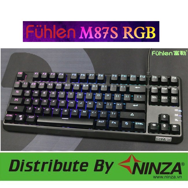 Phím cơ Fuhlen M87S Led RGB New 2020 Blue và Red switch chính hãng