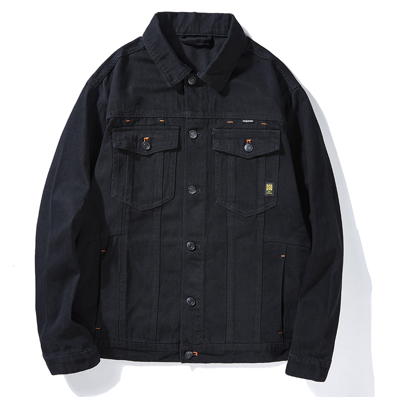 Black 9xl Large Big Size Denim Jacket Men Autumn Shirt Denim Jakcet Lapel Long Sleeve Cargo Jacket