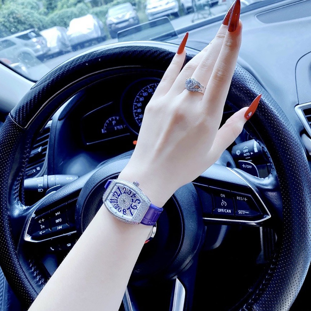 Đồng hồ nữ Franck muller đeo tay mặt vuông đính đá thời trang hàng cao cấp chống nước bảo hành 12 tháng