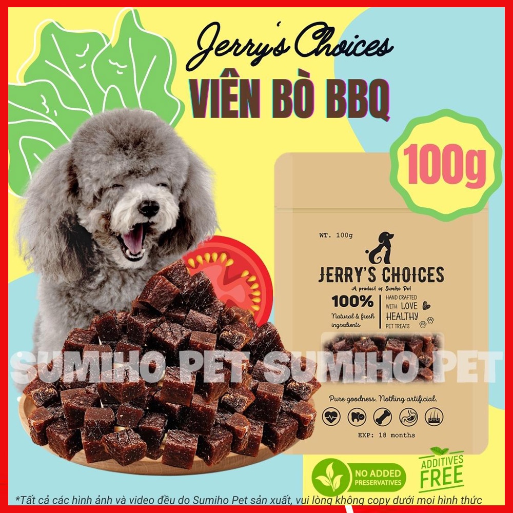 Bánh thưởng cho chó Jerry's Choices (Viên bò BBQ) 100gr/túi