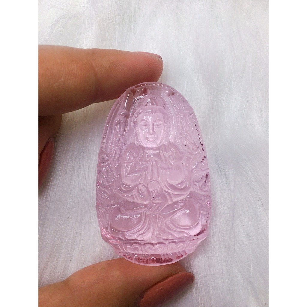 Mặt Phật Thiên Thủ Thiên Nhãn Pha Lê Hồng 3.6cm - Phật bản mệnh tuổi Tý - Mặt size nhỏ - Tặng kèm móc inox