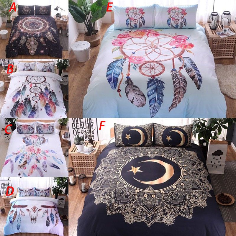 Bộ Chăn Ga Và Vỏ Gối Họa Tiết Dreamcatcher Xinh Xắn