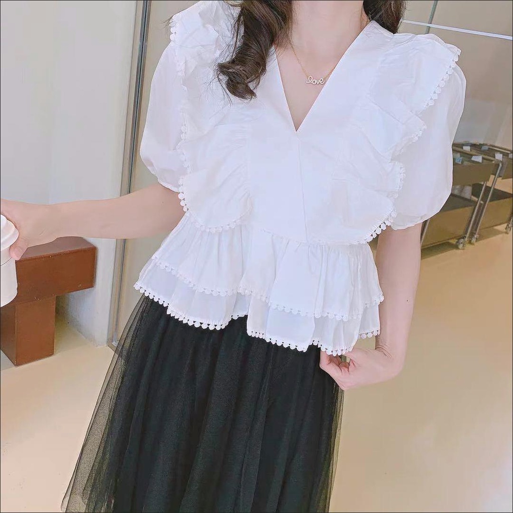 Set áo sơ mi cổ chữ V kiểu Pháp avf chân váy dài ôm dáng eo cao thanh lịch có bán lẻ | BigBuy360 - bigbuy360.vn