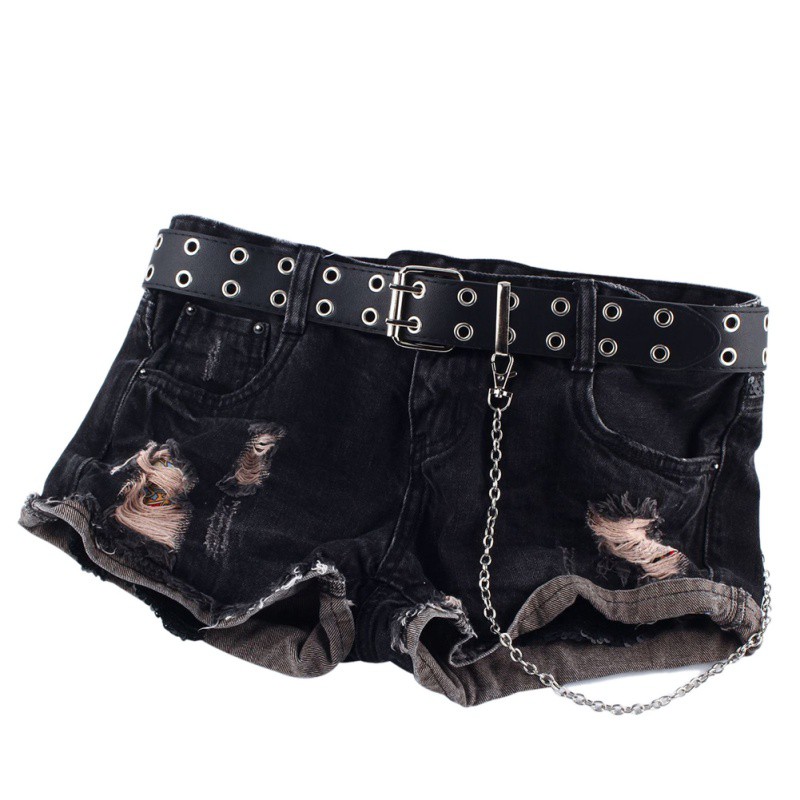 【Felicelife】Dây nịt da PU trang trí hai hàng khoen rỗng và chuỗi kim loại cá tính cho cả nam và nữ