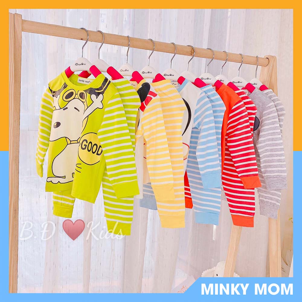 Minky Mom dài tay thun lạnh Sài Gòn loại 1, kẻ ngang, in hình lớn cho bé trai bé gái siêu đáng yêu - HA035