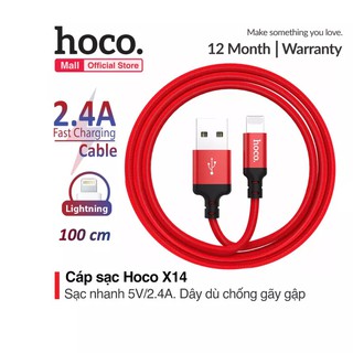 Dây Cáp Sạc Hoco X14 Cho ip,tablet táo,Cáp Sạc Dây Dù Tai nghe Bluetooth Tai nghe ko dây táo Bảo Hành 3 Tháng