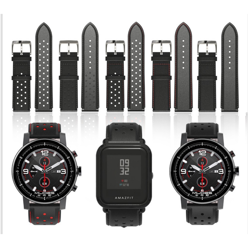 (Xả lỗ ) Dây da thể thao Mijobs cho Xiaomi Amazfit GTS / GTR /Huami Amazfit Bip /  Xiaomi Huami Amazfit Youth