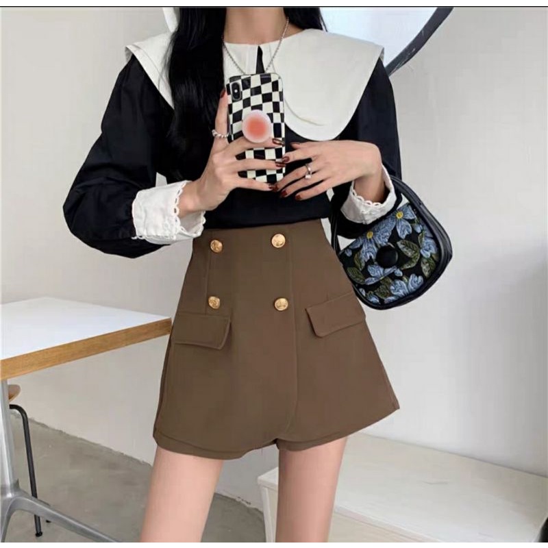 Quần Giả Váy Vạt 4 Cúc ❤️ Phong Cách Hàn Quốc❤️Đủ Màu Đen,Trắng M004 | BigBuy360 - bigbuy360.vn