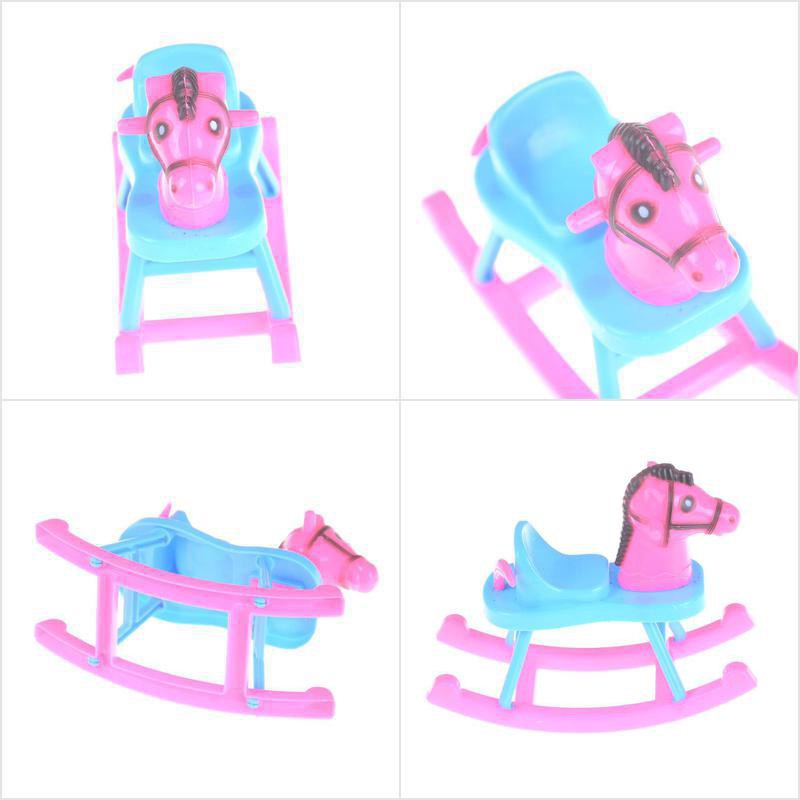 [HoMSI] Kids Best Gift Plastic Rocking Horse Cockhorse Dollhouse Decor Barbie Dolls Toy SUU