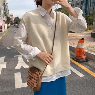 Áo gile len dệt kim cổ V basic nhiều màu Yannie