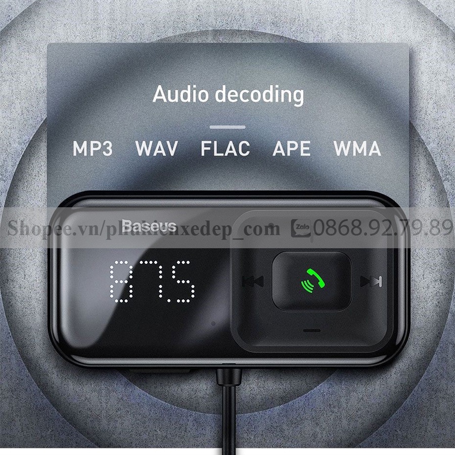 Tẩu sạc ô tô CAO CẤP- CHÍNH HÃNG - CBaseus S16 Bluetooth 5.0 tích hợp FM MP3 đọc thẻ nhớ công suất 15W