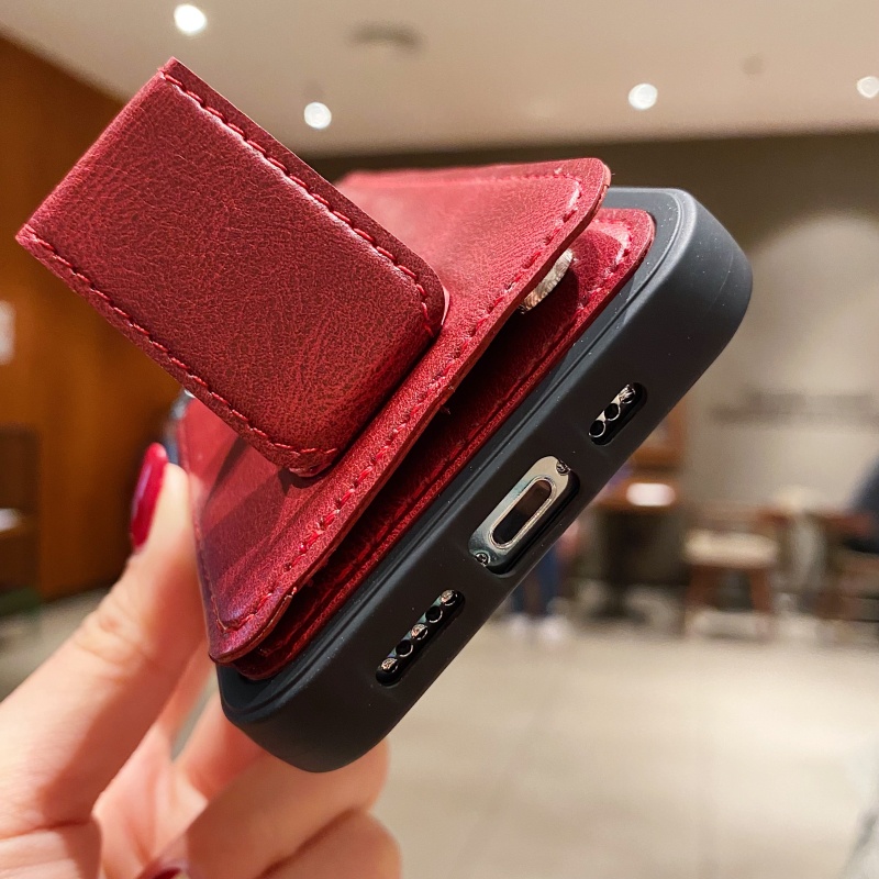 Ốp Điện Thoại Da Chống Sốc Có Ngăn Đựng Thẻ Đa Năng Thời Trang Cho iPhone 13 12 11 Pro Max XS XR X 8 7 Plus + SE 2020