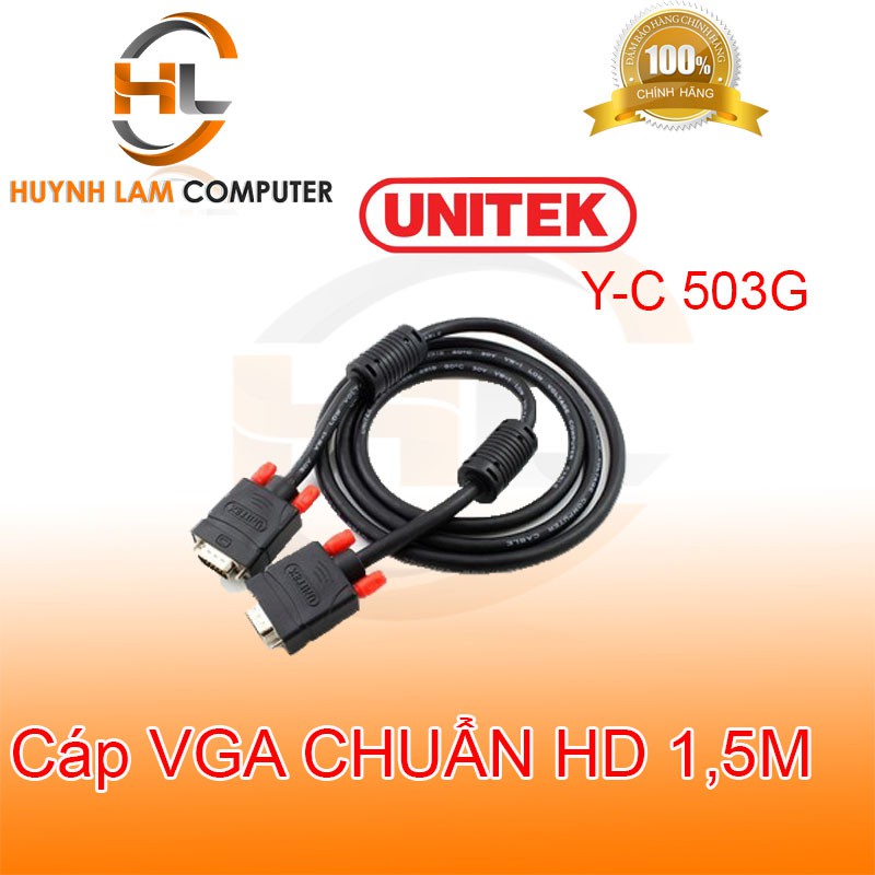 Cáp VGA 1.5m Unitek YC503G chuẩn HD cho màn hình LCD