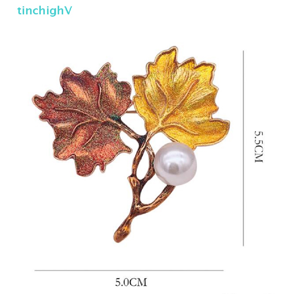 [TinchighV] Trâm Cài Áo Hình Lá Phong Đính Ngọc Trai Cổ Điển