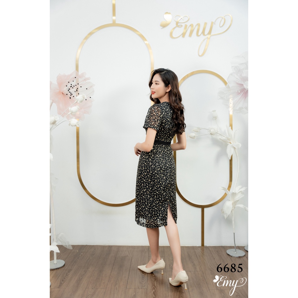 Đầm EMY EM6685 Body Đen Chấm Bi