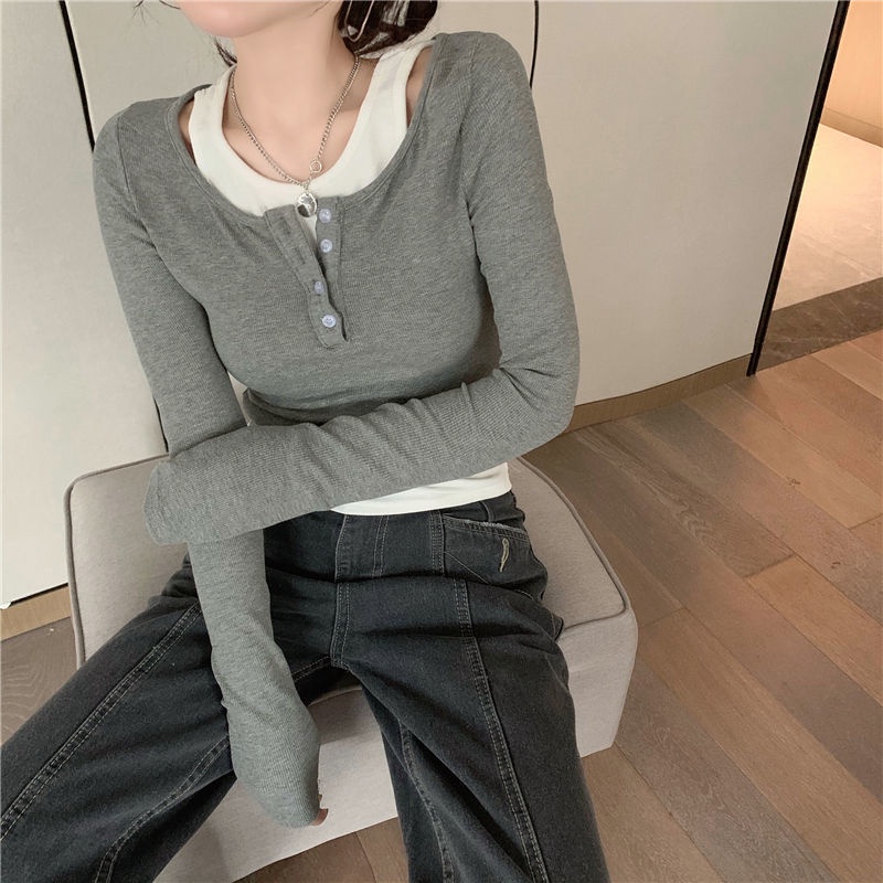 Áo thun COZOKC tay dài trễ vai dáng ôm thời trang