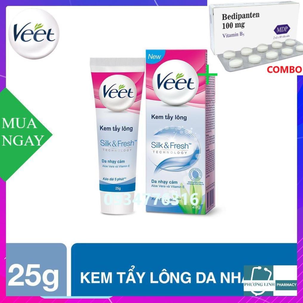 Combo Bedipanten 100mg +  Kem tẩy lông cho da nhạy cảm Veet Silk Fresh 50g