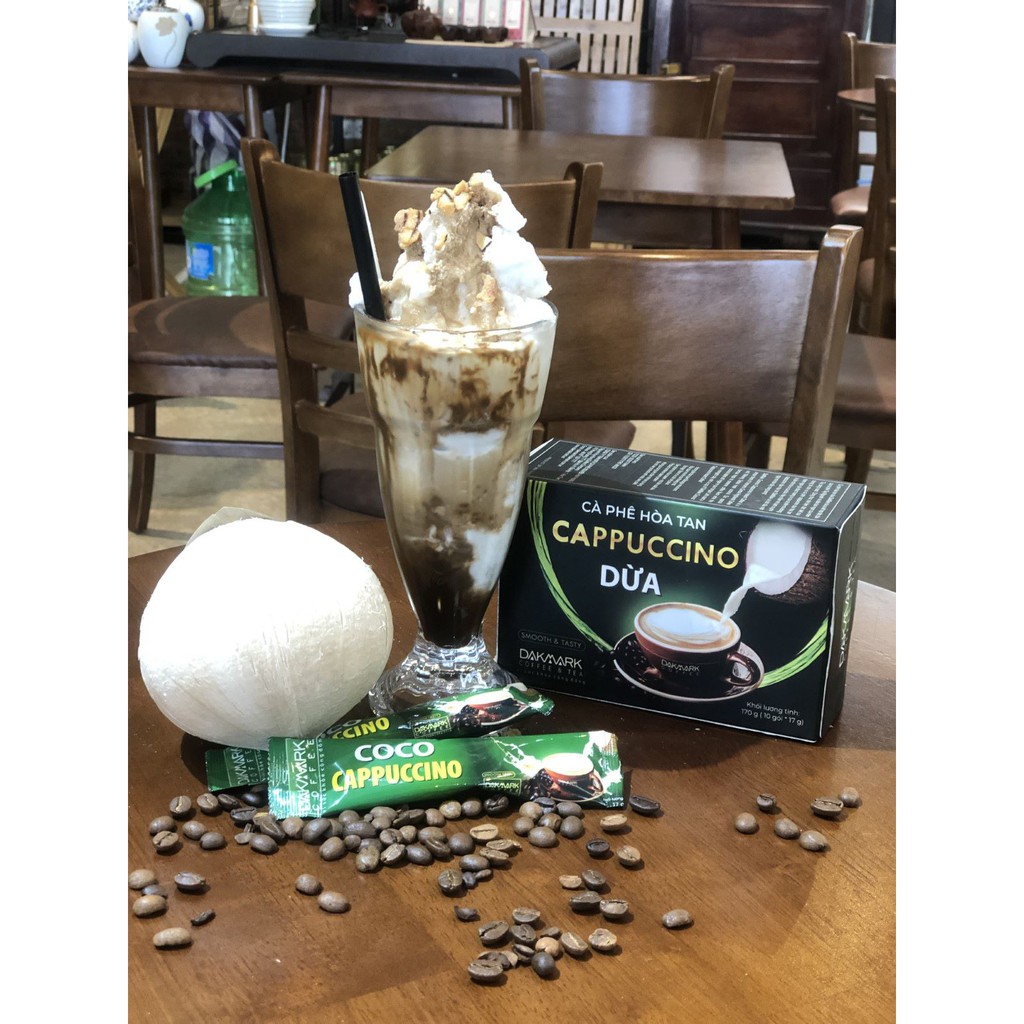 Cà phê Cappuccino dừa hoà tan DakMark- Hộp 10 gói x 17 g | BigBuy360 - bigbuy360.vn