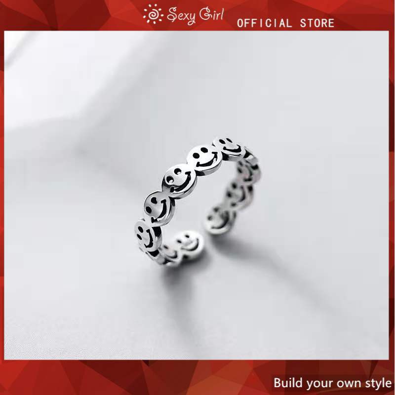 Nhẫn Đeo Tay Kim Loại Tạo Hình Mặt Cười Thời Trang Hàn Quốc