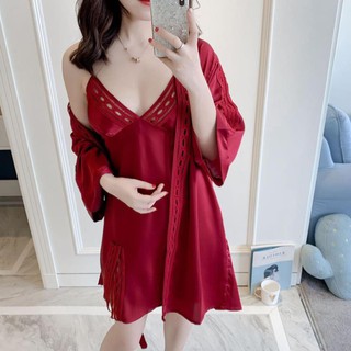 Áo choàng với váy ngủ chất lụa satin cao cấp S3