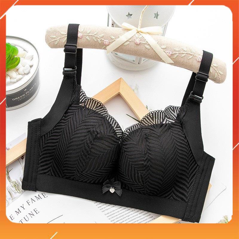 Áo lót nữ cao cấp siêu mềm không gọng nâng ngực quai áo bản to đệm mút 3cm phối ren tiểu thư A19085