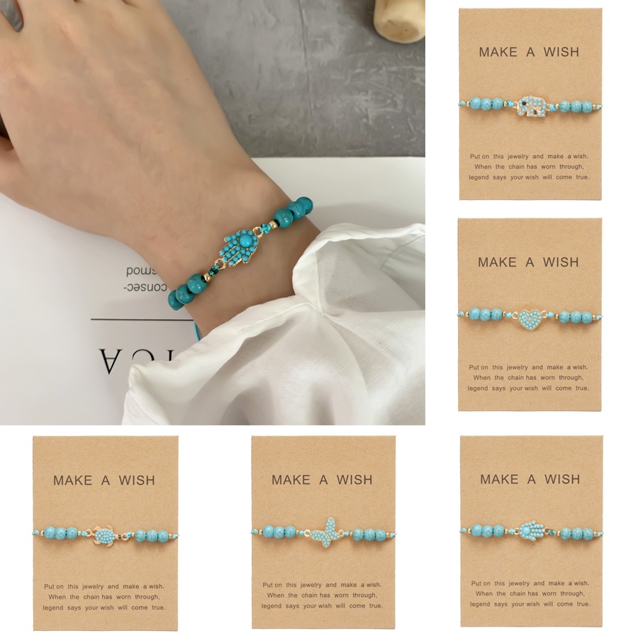 Vòng tay chuỗi hạt BELLA-Bee đá ngọc lam phong cách thời trang Âu Mỹ