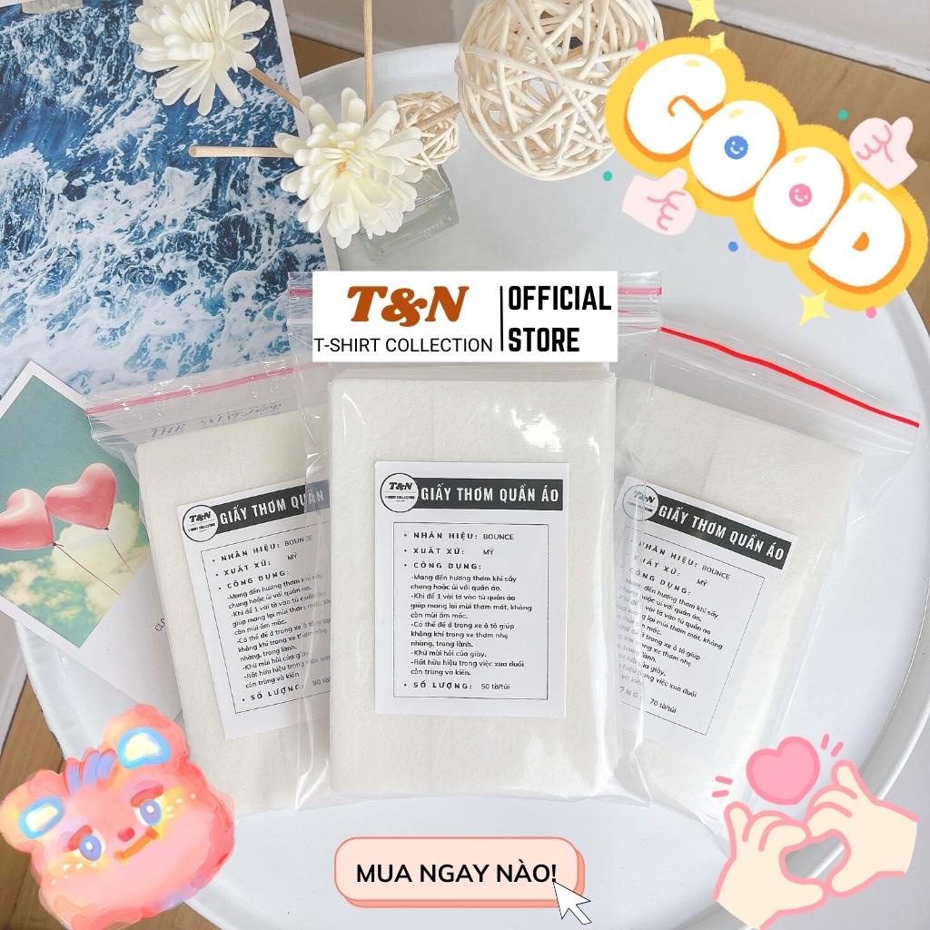 Giấy thơm quần áo BOUNCE MỸ tách lẻ combo 50 tờ, 70 tờ, 90 tờ T&amp;N TSHIRT COLLECTION giúp quần áo thơm mát khử mùi ẩm mốc