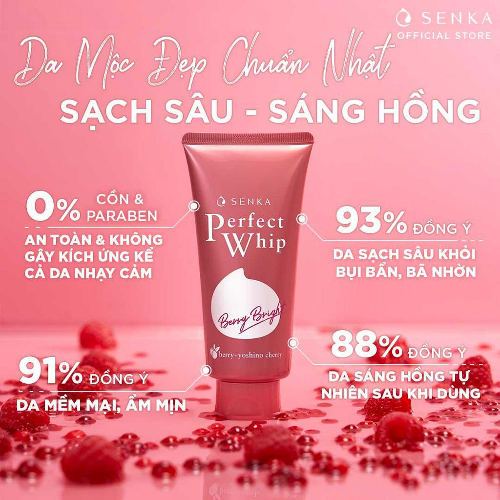 GIFT- Sữa rửa mặt Sạch sâu Sáng hồng Senka Perfect Whip Berry Bright 100g